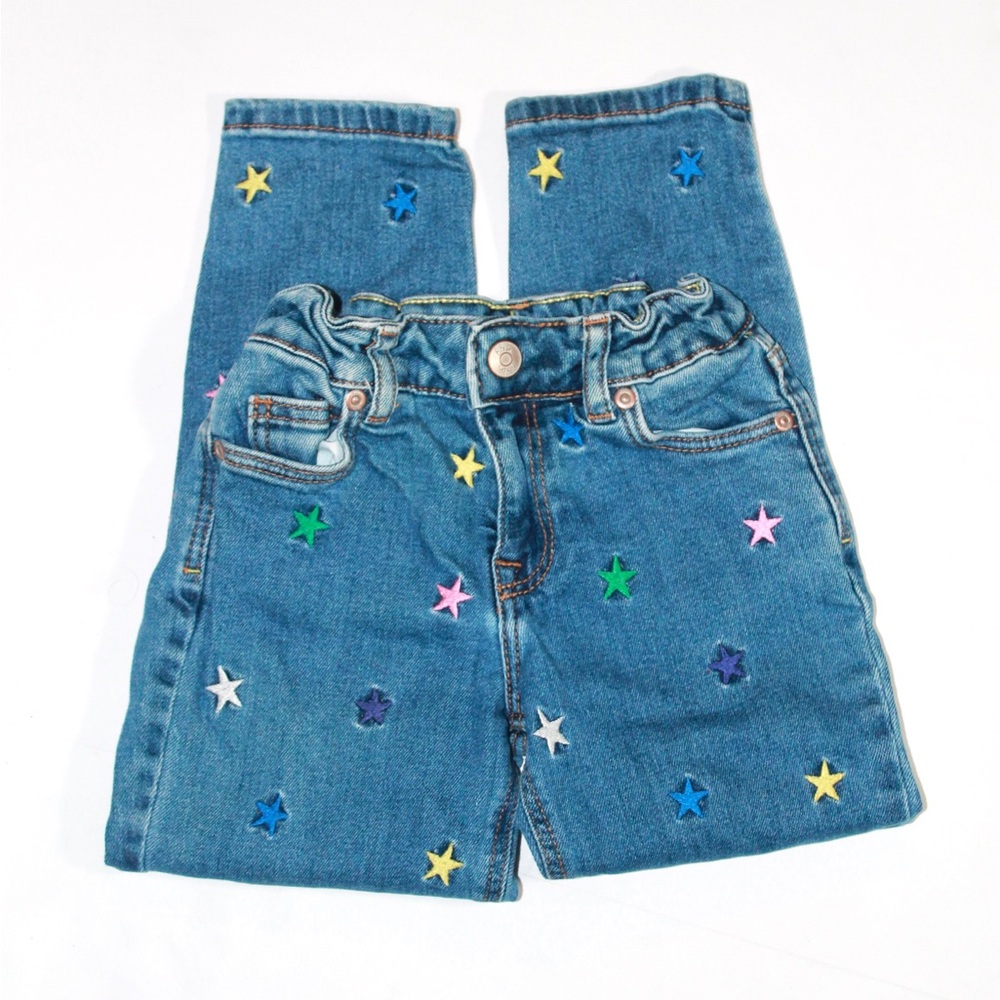 Boden Blue Denim Jeans with Multicolor Star Embroidery